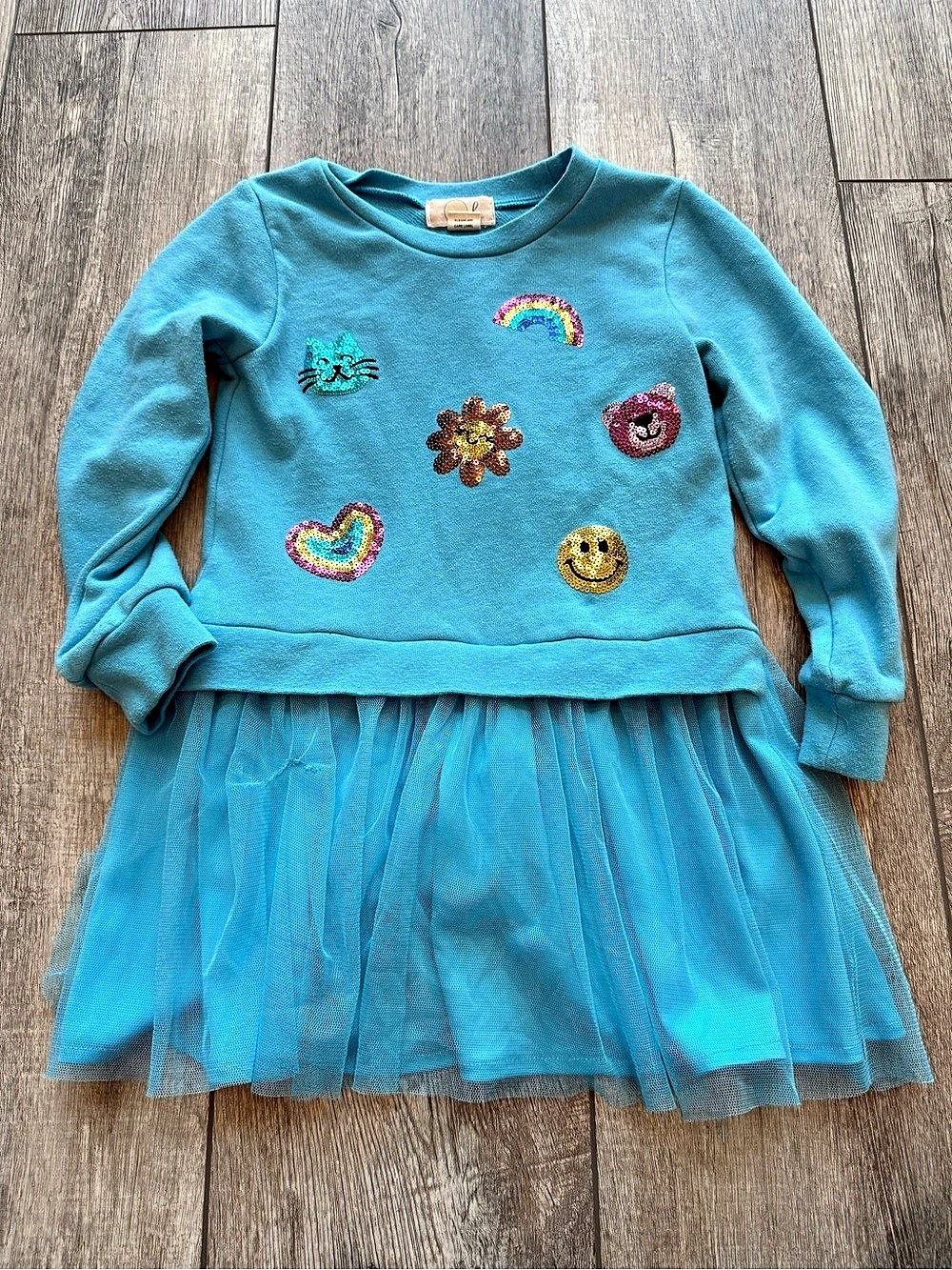 peek. Girls 5T Sequin Patch Tulle Dress Like New